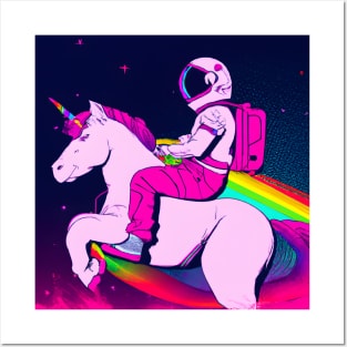 Astronaut Riding Unicorn Posters and Art